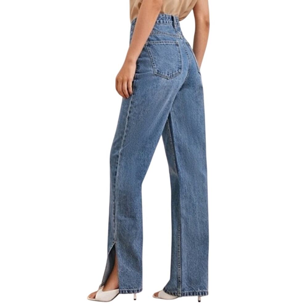 Womens High Rise Straight Leg Side Slit Jeans Sz 10 Edgy Trendy Modern City NWT